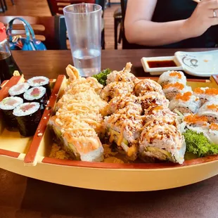 a plate of sushi