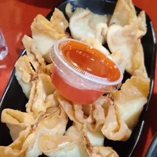 Crab Rangoon (not very good, just a mouth full of cream cheese and no crab!)