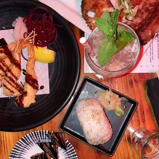 Tofu Skin, Oshinko, Cucumbers, and Nori Onigiri