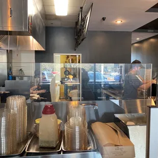 a view of a restaurant kitchen