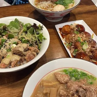 Chicken Karaage Takoyaki Umami Bowl Black Garlic Tonkotsu