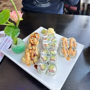a woman sitting at a table