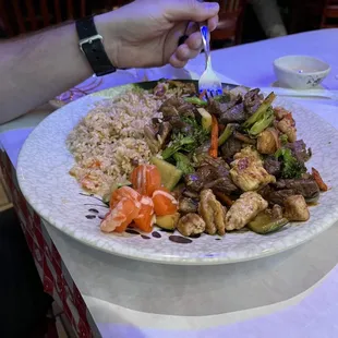 Chicken and beef hibachi