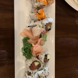 Spicy tuna roll and Dynamite roll
