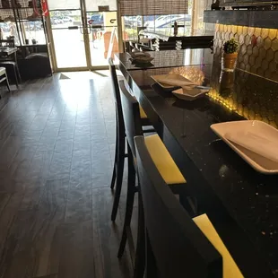 interior, sushi and sashimi