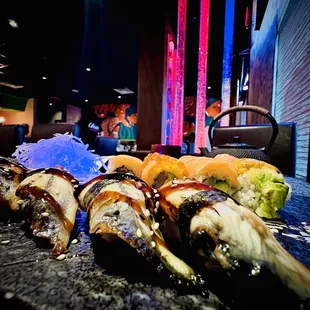 a variety of sushi on a table