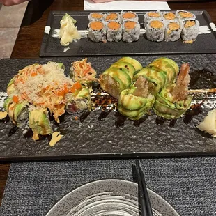 Volcano Roll, Paint Lady Roll, Spicy Salmon Roll, Spicy Tuna Roll