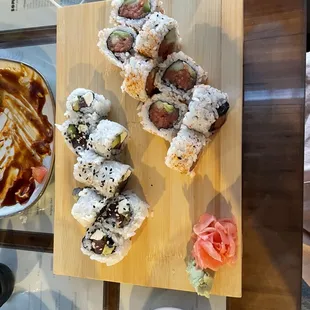 Texan Roll and Spicy Salmon Roll