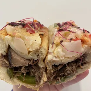 Italian beef sandwich (half mushroom half beef)