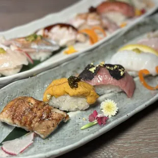 Beautifully plated sushi from the Yume course