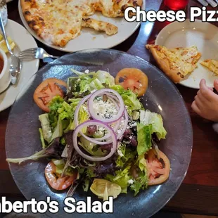 Umberto's Salad &amp; Kid's Cheese Pizza (background)