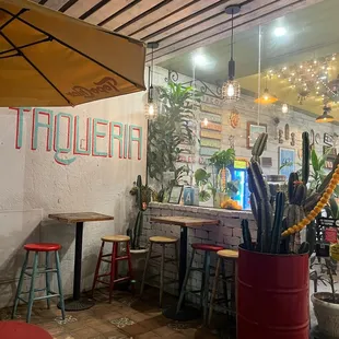 tables and chairs in a restaurant