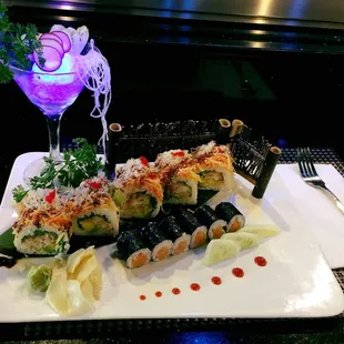 Lobster feast and salmon roll!