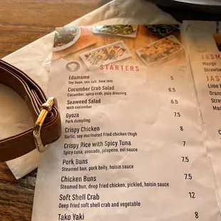 a menu for a restaurant