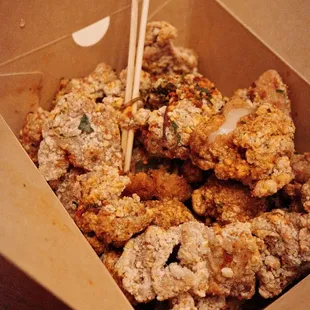 Popcorn chicken with sour plum seasoning