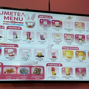 Ume Tea Burlingame Menu -- September 2024