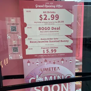 Grand opening specials for Sept!