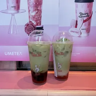 Strawberry Matcha Oatmilk Latte w/ matcha ice cream