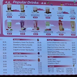 Full menu ar UME Tea