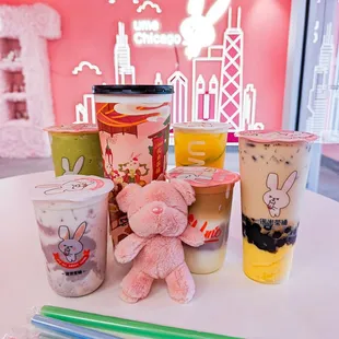 a cup of tea and a teddy bear