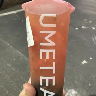 Passion Fruit Green Tea with Boba and Lychee Jelly