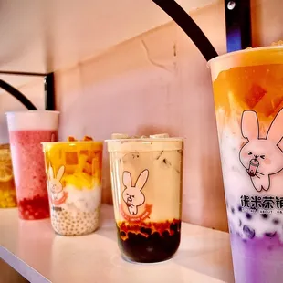 a variety of bubble teas
