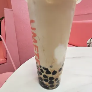Brown sugar boba &amp; mochi black milk tea