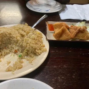 Hibachi rice and crab ragoons after enjoying.