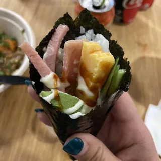 Spam and Tamago Handroll