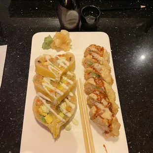 Sweetheart roll and dragon roll
