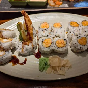 Three roll sushi lunch.
