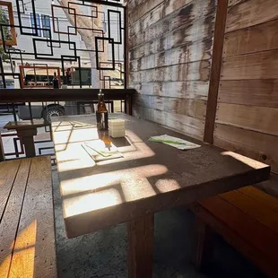 Their outdoor patio. We almost had the place to ourselves, which I am sure is unusual! The sun was hitting just right that day.