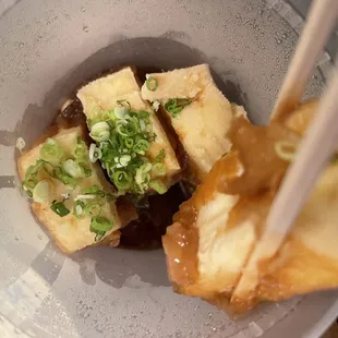Agadashi tofu no bonito flakes