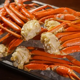 crab legs on ice