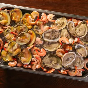 shrimp, clamsel, and oyster