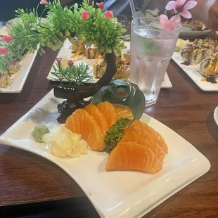 sashimi, sushi, sushi and sashimi, food