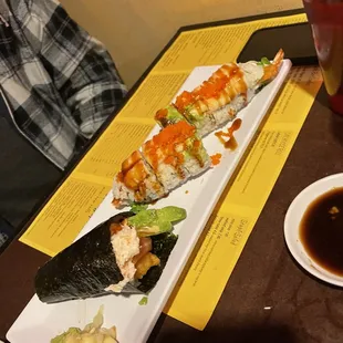 Super prawn roll and Ryan hand roll