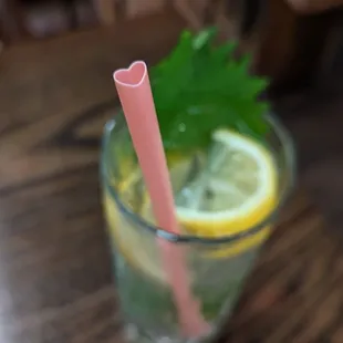 Highball drink with cute heart shaped straw!