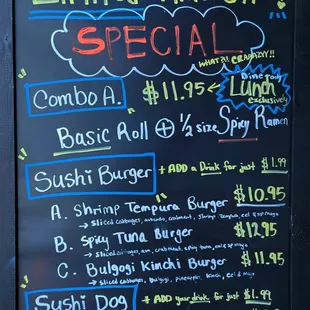 Special Board 09-29-2022 Thursday. I enjoyed a Sushi Dog: the Salmon Lover!