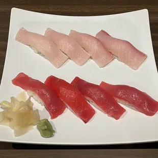 Hamachi and Tuna Nigiri