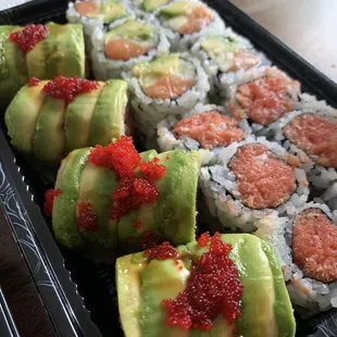 Green Dragon Roll, Spicy Tuna, Alaska