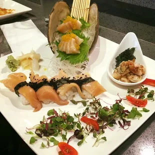 Aoyagi 3 courses, Sashimi, Nigiri, ceviche