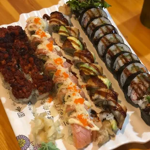 sashimi, sushi, sushi and sashimi, food