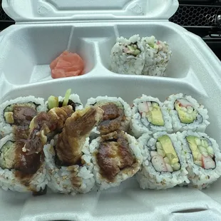 Shrimp tempura roll &amp; California roll