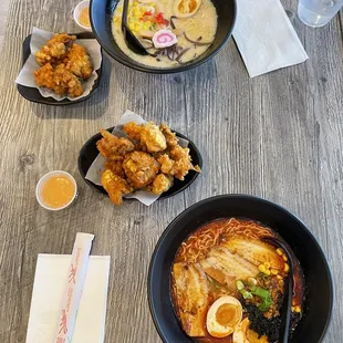 (Top) Chicken Ramen. (Bottom) Spicy Miso Ramen