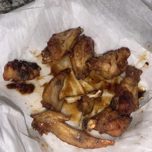 Teriyaki Six Piece Teriyaki Chicken Wings::  I expected wings, not bone fragments  and tops