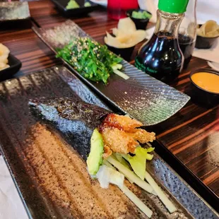 Shrimp tempura handroll