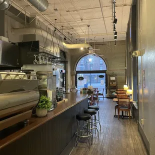 This is looking towards the front of the cafe from about half way back.