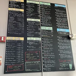 Menu as of August 2023