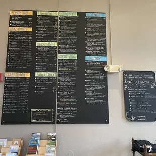 The menu.
